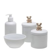 Potes, Molhadeira e Porta Álcool-Gel Ursinho Dourado