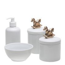 Potes, Molhadeira e Porta Álcool-Gel Cavalinho Dourado