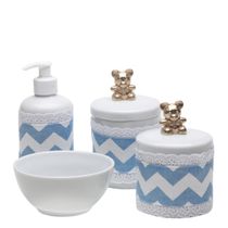Potes, Molhadeira e Porta Álcool-Gel Com Capa Ursinho Dourado