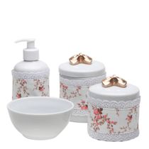 Potes, Molhadeira e Porta Álcool-Gel Com Capa Lacinho Dourado