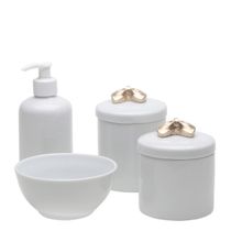 Potes, Molhadeira e Porta Álcool-Gel Lacinho Dourado