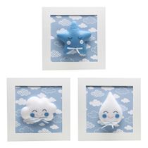 Trio De Quadros Chuva de Amor Azul