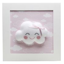 Quadro Decorativo Nuvem Com Carinha Rosa