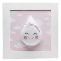 Quadro Decorativo Gota Com Carinha Rosa