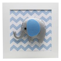 Quadro Decorativo Elefante Chevron Azul
