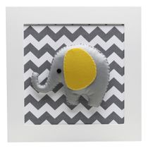 Quadro Decorativo Elefante Chevron Cinza