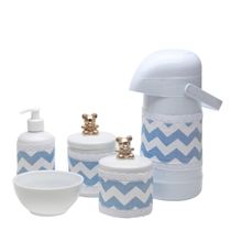 Potes, Garrafa, Molhadeira e Porta Álcool-Gel Com Capa Ursinho Dourado