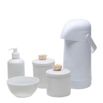 Potes, Garrafa, Molhadeira e Porta Álcool-Gel Florzinha Dourada