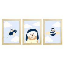 Trio De Quadros Pinus Com Vidro Aviador