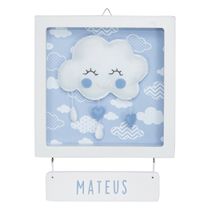 Porta Maternidade Quadro Acrílico Chuva de Amor Azul