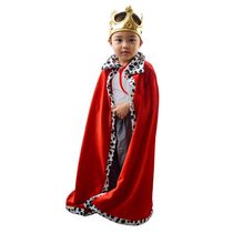 Capa de Rei Vermelha Luxuosa Infantil 80 cm pra Fantasia Medieval Realeza Carnaval Halloween Teatro Escola -