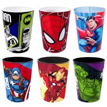 6 Copos Coleção Super Heróis Dc E Marvel 320ml Plasútil Original