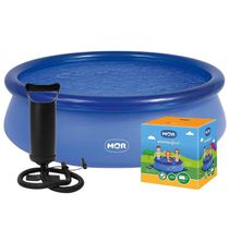 Piscina Inflável 2.400 Litros Circular 240cm PVC com Bomba Manual Azul Mor