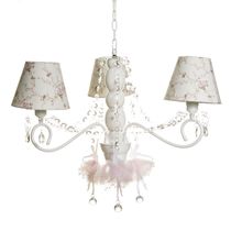 Lustre 3L Haste Madeira E Bailarinas Rosa