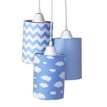 Pendente 3 Tubinhos Nuvem Chevron Azul