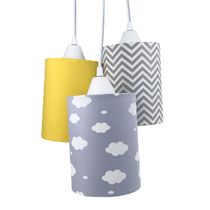 Pendente 3 Tubinhos Cinza E Amarelo