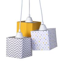 Pendente 3 Quadradinhos Chevron Amarelo