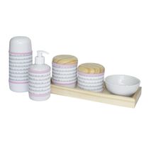 Kit Higiene Slim Pinus Garrafa Pequena Capa Ondinha Rosa