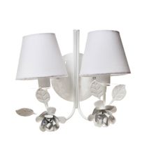 Arandela 2 Lâmpadas Flores Grandes Brancas