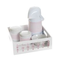 Kit Higiene Com Porcelanas E Capa Florzinha Rosa