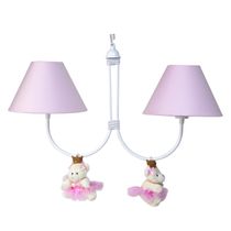 Lustre 2L Simples Com 2 Ursinhas Princesas Rosa