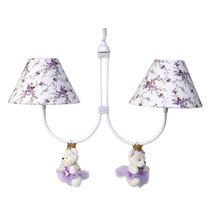 Lustre 2L Simples Com 2 Ursinhas Princesas Lilás