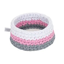 Cesto Crochê Redondo 15 CM Rosa e Cinza