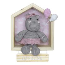 Porta Maternidade Casinha Hipopótamo Menina Crochê
