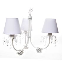 Lustre 3L Primavera Cristais 3 Flores P Branco