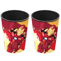 2 Copos de Suco Refri Homem de Ferro 320ML Plasútil