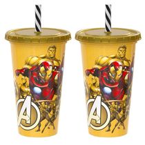 2 Copos do Homem de Ferro Shake 500ml para Refrigerante Suco