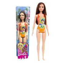 Boneca Barbie Moda Praia - Morena Maiô Laranja - Mattel DWJ99/HDC49