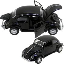 Carrinho Miniatura Fusca Preto Metal Colecionável À Fricção