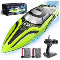 Lancha de Controle Remoto para Adultos Até 32 km por hora, Recarregável, DEERC, Verde