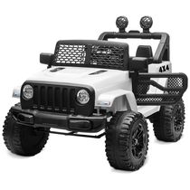 Carro Elétrico Infantil a Bateria 12V com 2 Assentos Luzes LED, MP3 e Controle Remoto, Kidzone, Branco