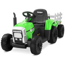 Trator Elétrico Infantil com Pneus de EVA e Motores Duplos de 35W, 12V 7AH, Kidzone, Verde