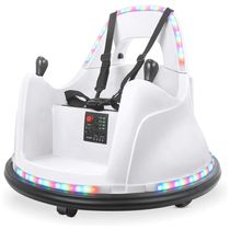 Carro Elétrico Infantil Bate Bate com 2 Velocidades, Controle Remoto e APP, Luzes LED, Bluetooth, Giro de 360 ??° e Adesivo, 12V, Kidzone, Branca