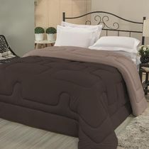 Edredom em Malha 100% Algodão Solteiro Dupla Face - Tabaco - Chocolate
