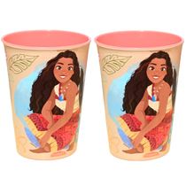 2 Copos Estampa da Moana 320ml Infantil Plasútil Livre de BPA p/ Suco