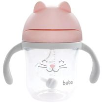 Copo com Canudo Buba Gatinho Rosa 220ml 14456 12m+