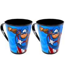 2 Canecas 360ml BPA Free Estampa do Capitão América Infantil Plasútil