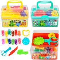Kit 3 Maletas de Brinquedo 36 Massinhas e 18 Acessórios de Modelar Infantil Educativo
