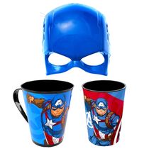 Kit do Capitão América Infantil Máscara Copo e Caneca Plasútil Super Herói