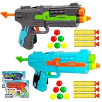 2 Super Arminhas Lança Dardos e Bolinhas Brinquedo Nerf para Presente na Caixa