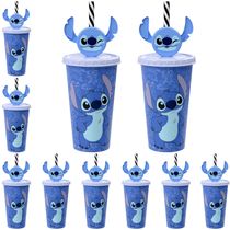 15 Copos Canudo Orelhas Stitch 500ml para Infantil Lembrancinha Sacola Surpresa
