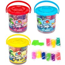 Kit 3 Mini Baldes de Massinhas com 27 Massinhas + Acessórios