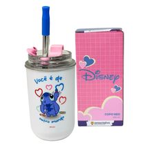 Copo Inox c/ Canudo e Tampa 300ML STITCH E ANGEL - ZC