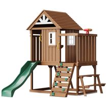 Playground VEVOR Casa de Brinquedo de Madeira Outdoor, Playhouse Moderno em Cedro para Crianças de 3-10 Anos, com Escorregador, Escada.