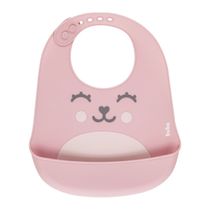 Babador em Silicone Urso Rosa com Bolso Buba