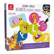 Quebra Cabeça Alfabeto Escreva E Apague em Madeira